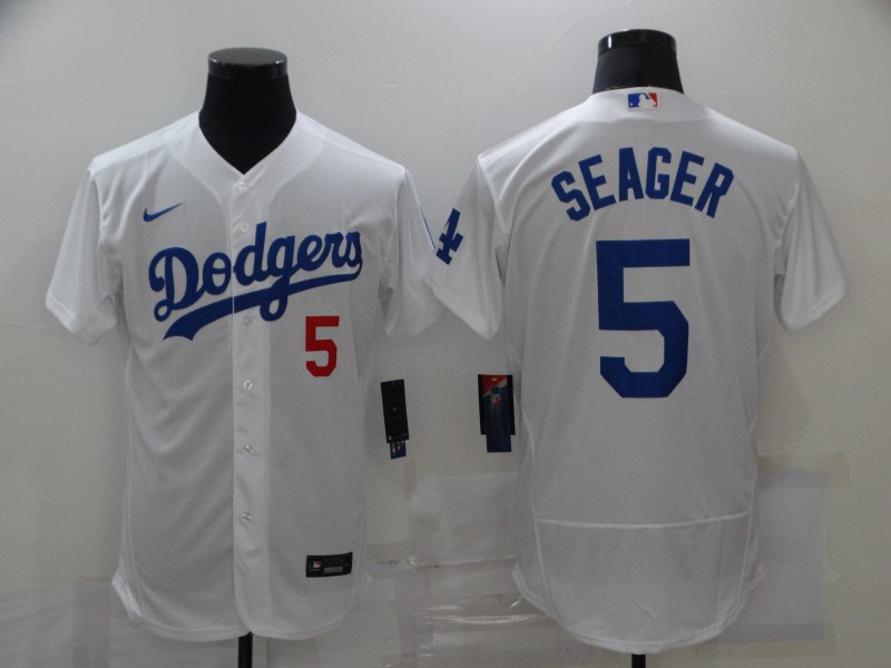Men Los Angeles Dodgers #5 Seager White Elite Nike MLB Jerseys